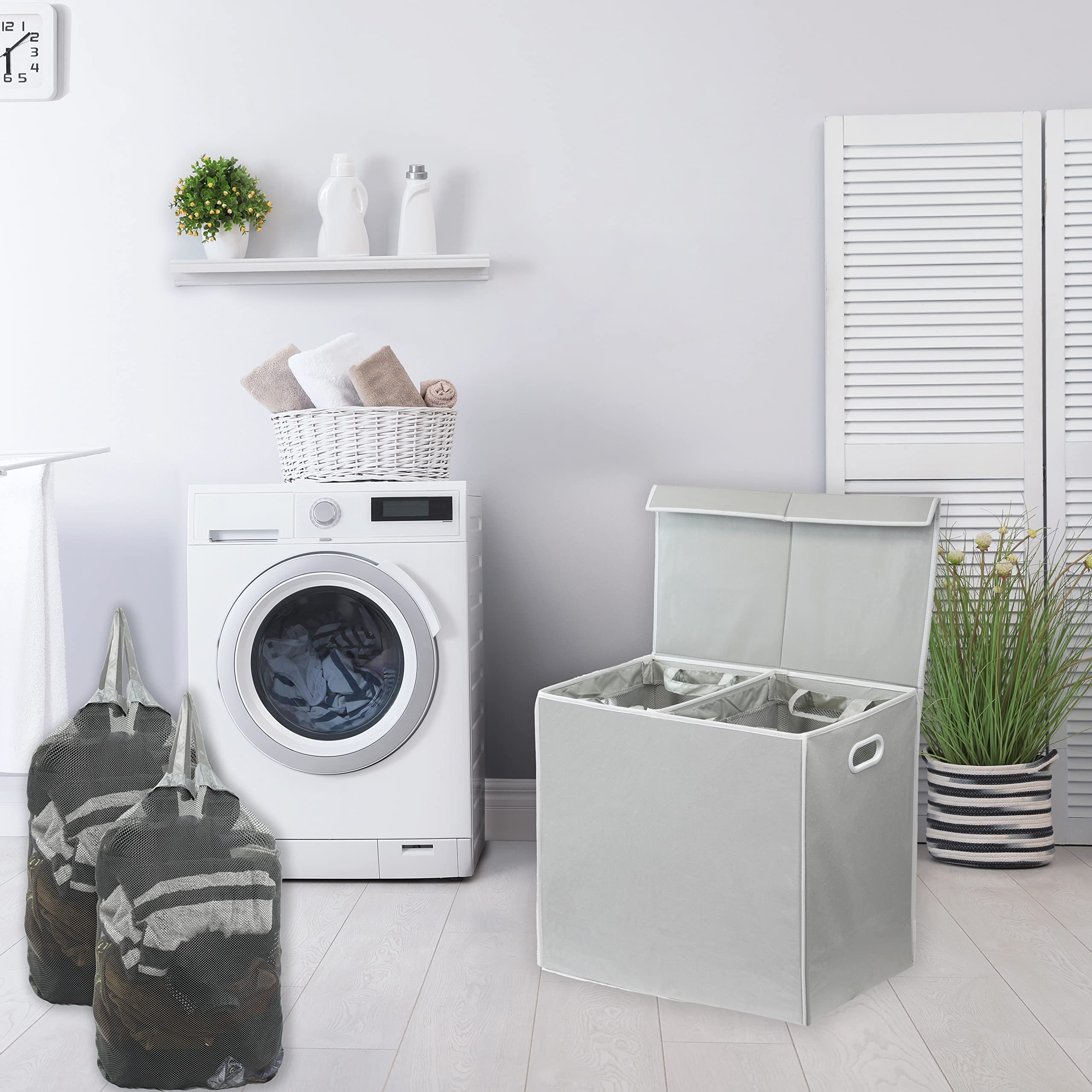 Simple Houseware closed lid concealing clothes for a tidier room benefit