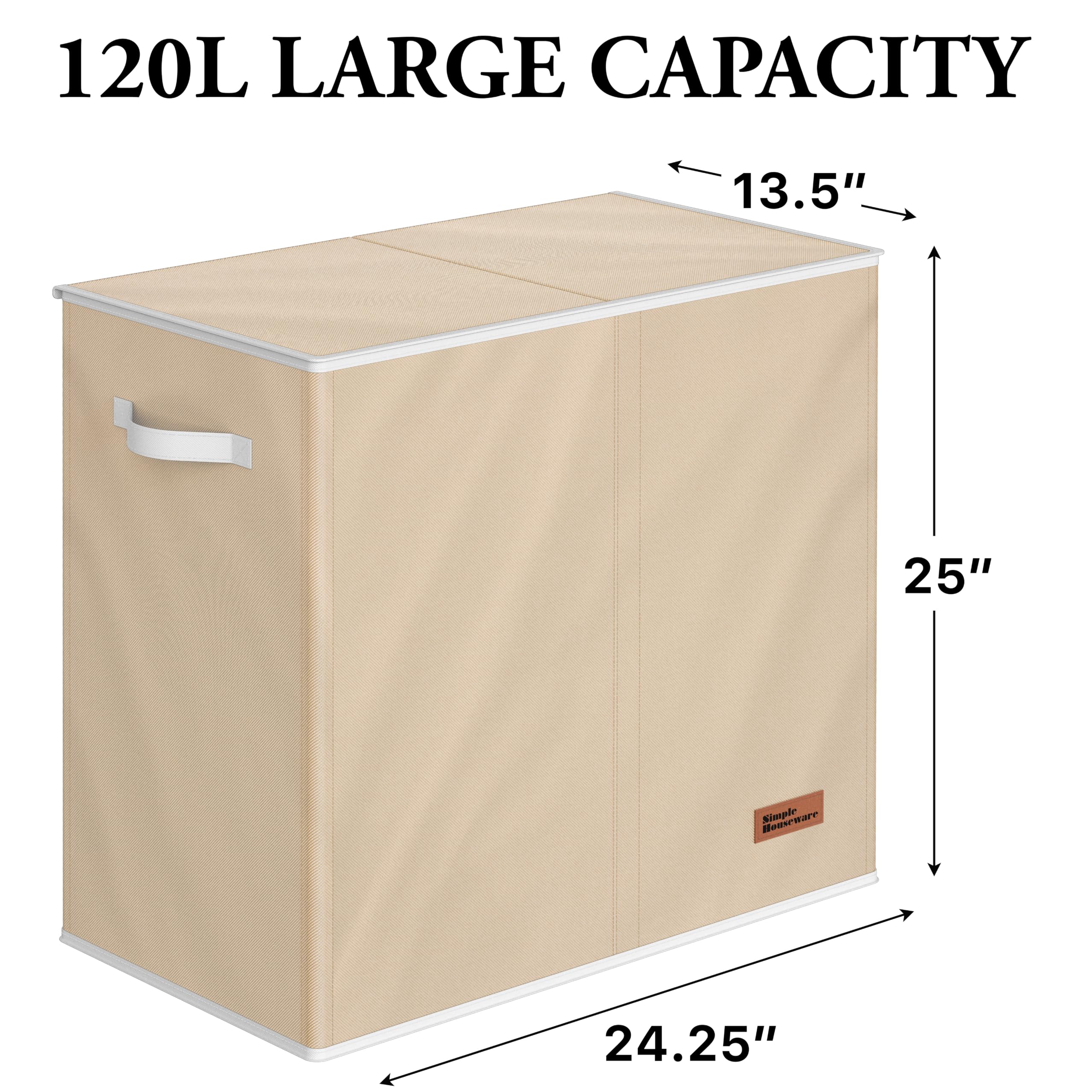 Simple Houseware hamper with flip-top lid closed to conceal laundry and reduce odors