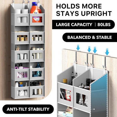 Simple Houseware sturdy metal hooks attaching organizer to a standard door