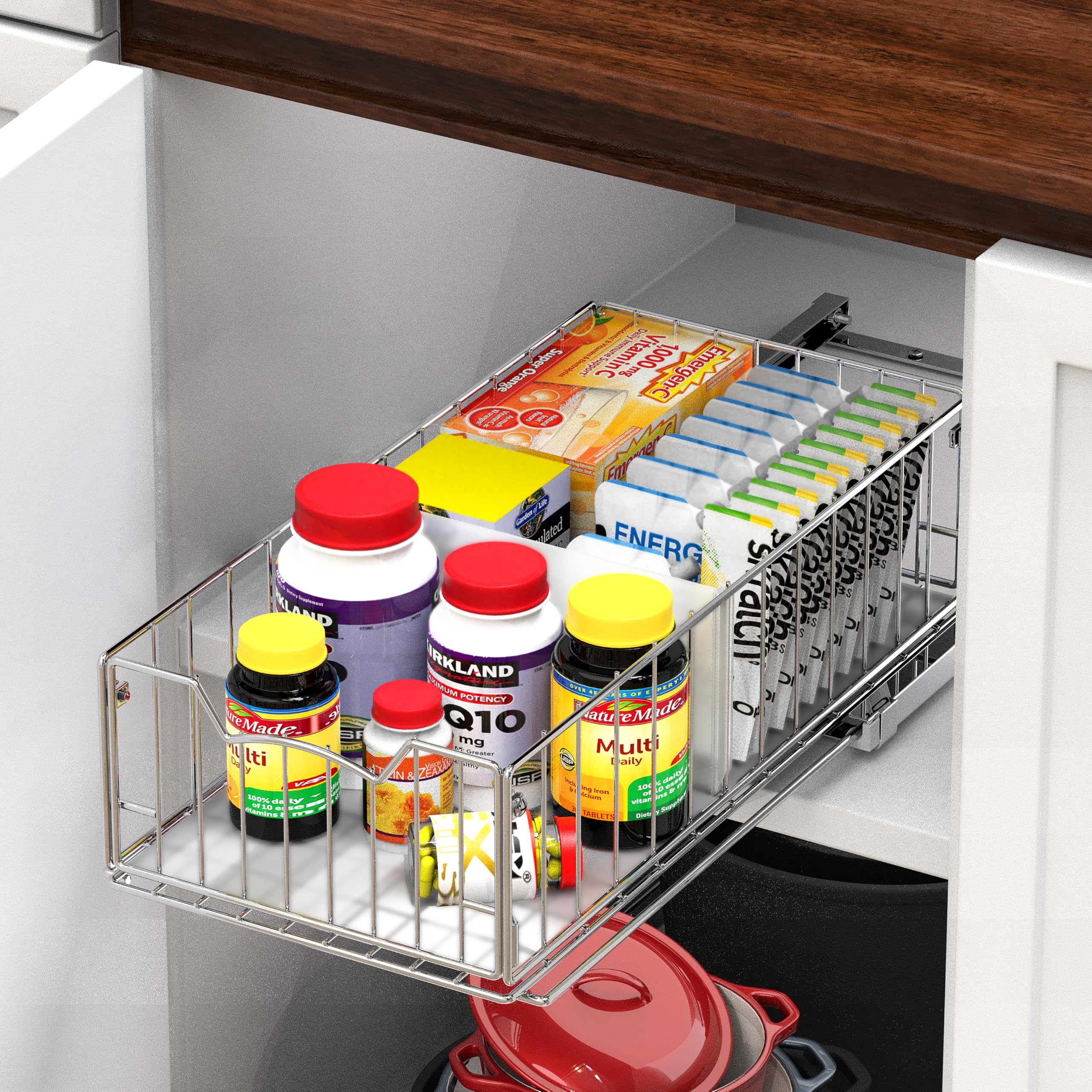 Simple Houseware installed in cabinet demonstrating easy access and space-saving benefit