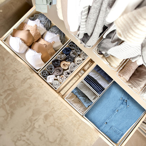 Simple Houseware set arranged in a dresser illustrating fast organization and accessibility