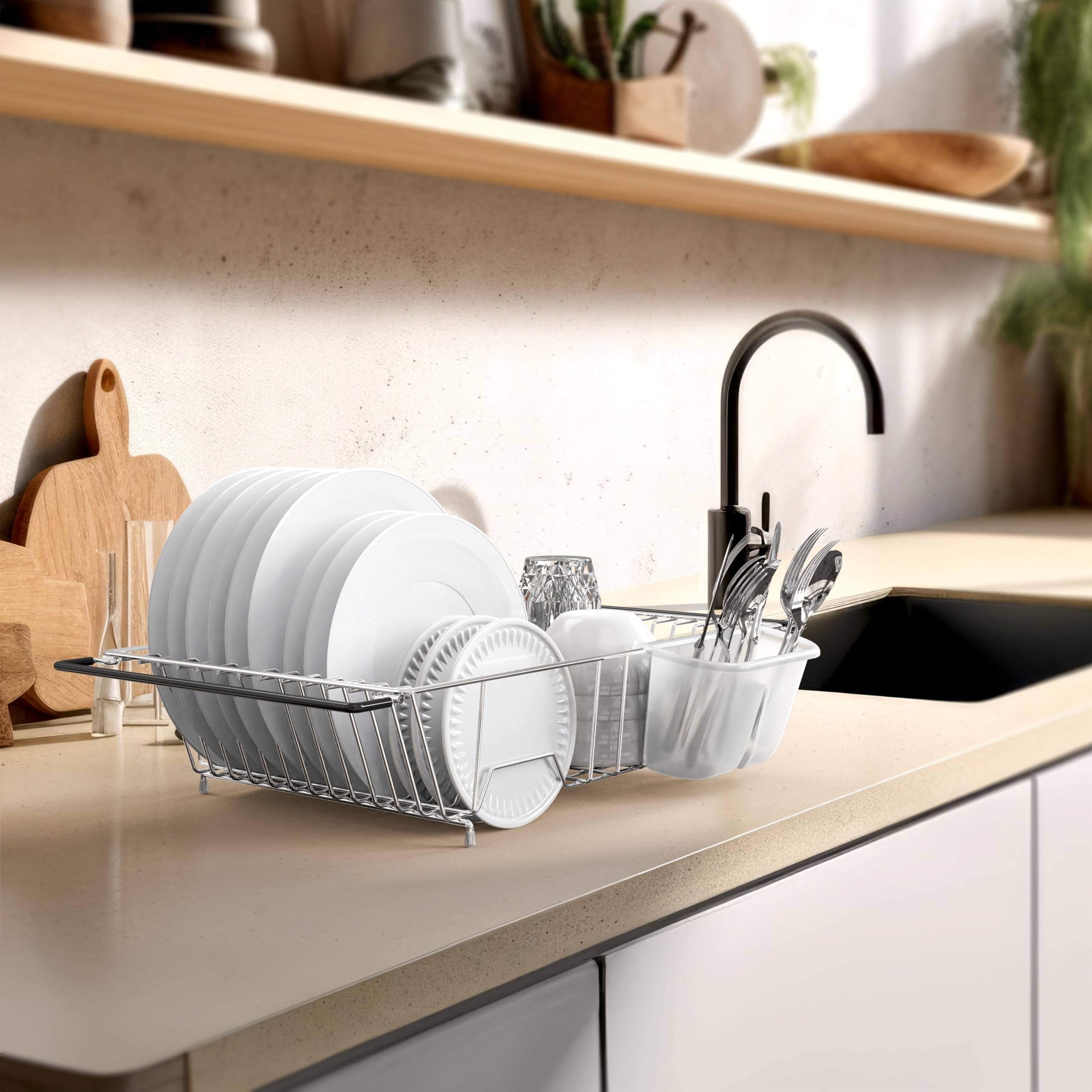 Simple Houseware installed over sink in kitchen saving countertop space
