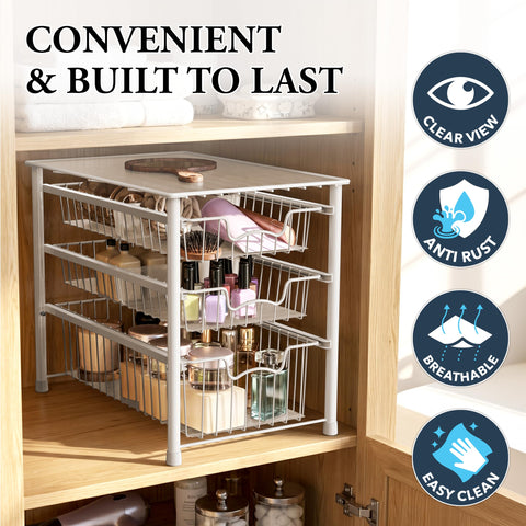 Simple Houseware showing large basket height holding taller bottles for versatile storage