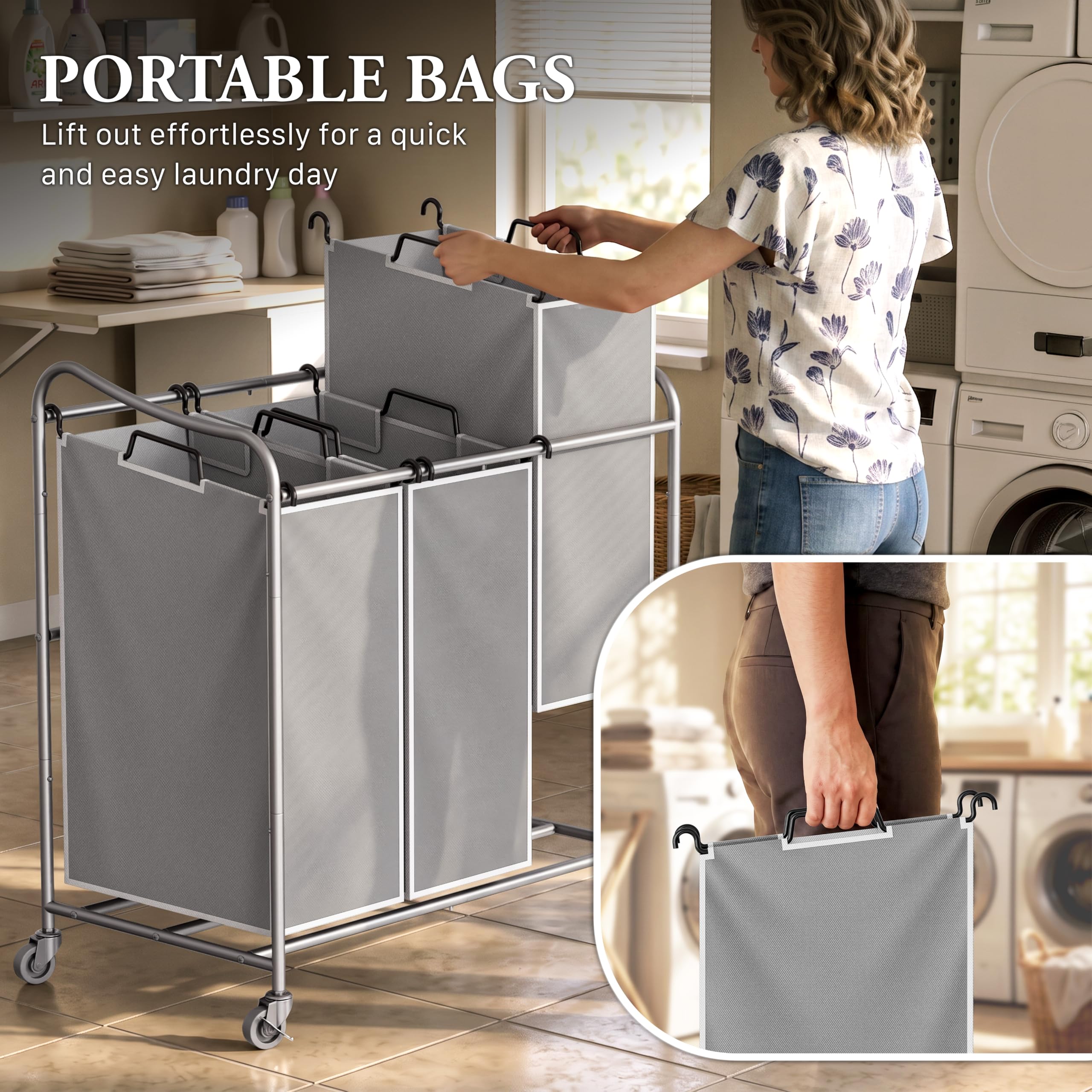 Simple Houseware bags removed to show quick-detach convenience and emptying ease