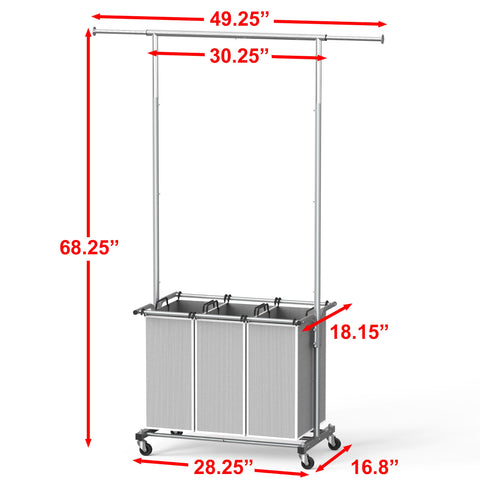 Simple Houseware extendable top rod pictured fully extended holding multiple hangers