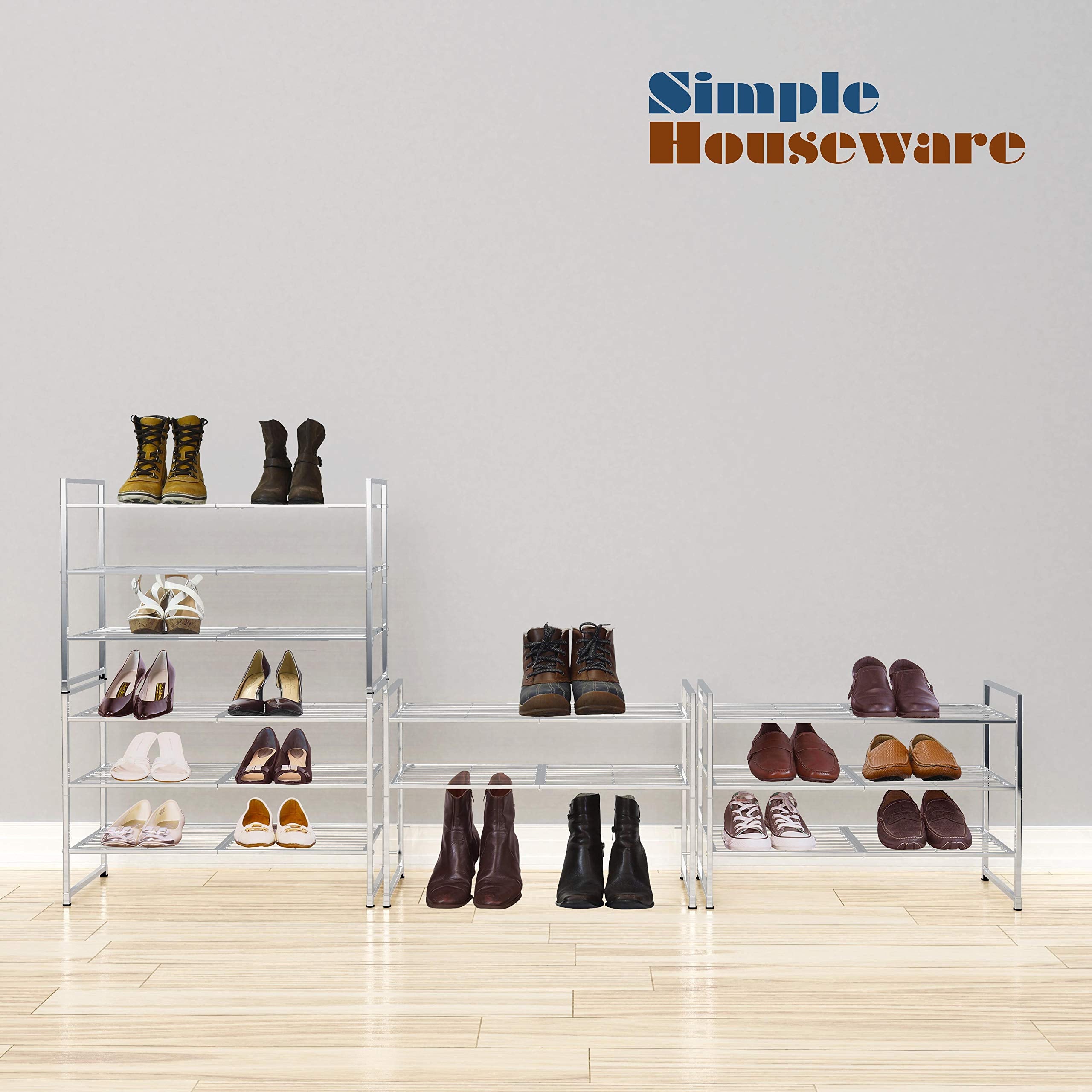 Simple Houseware rack styled in entryway demonstrating neat, accessible shoe storage