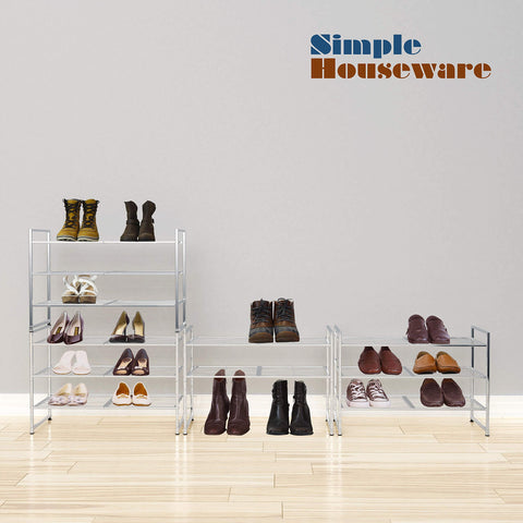 Simple Houseware rack styled in entryway demonstrating neat, accessible shoe storage