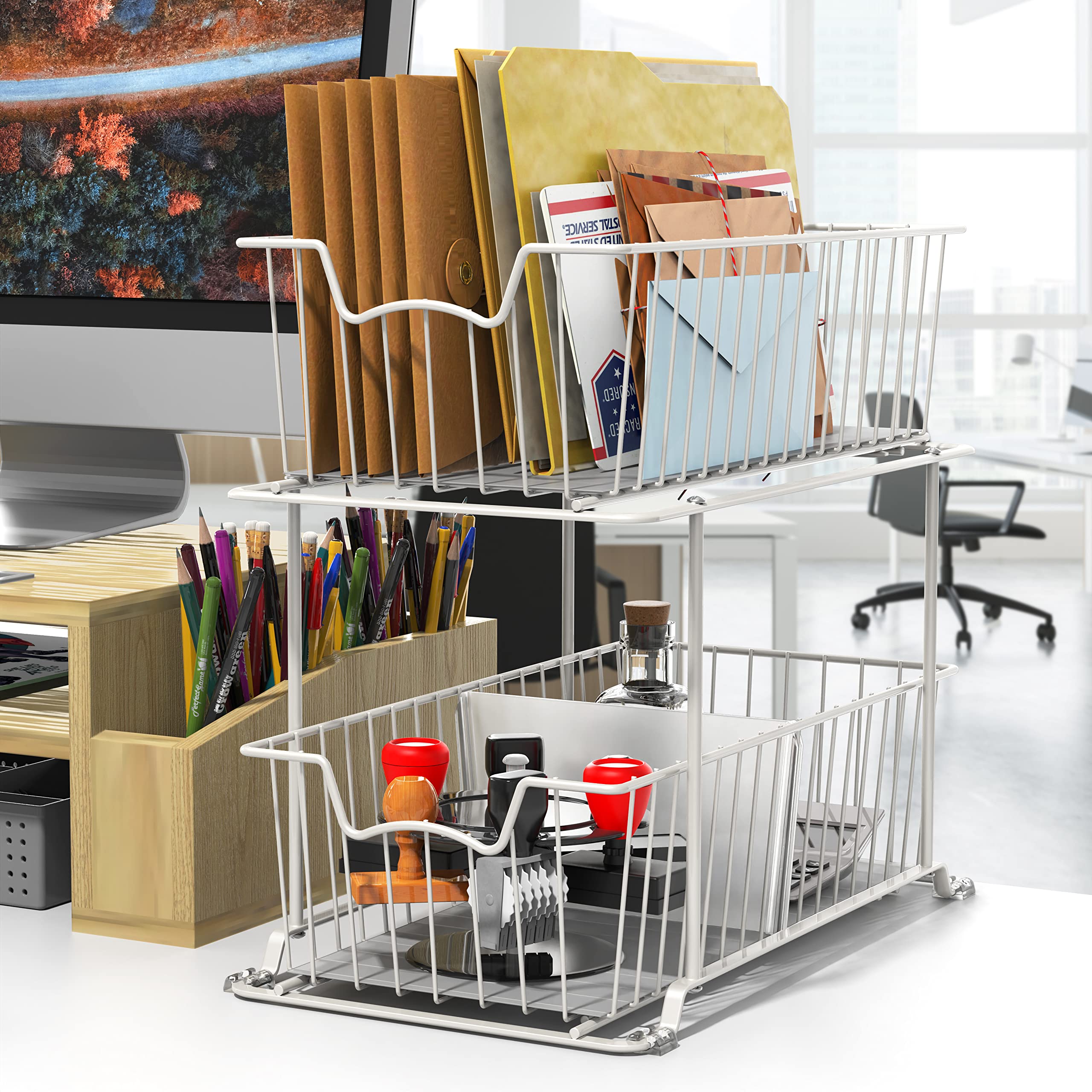Simple Houseware organizer staged in kitchen highlighting quick access and tidy storage