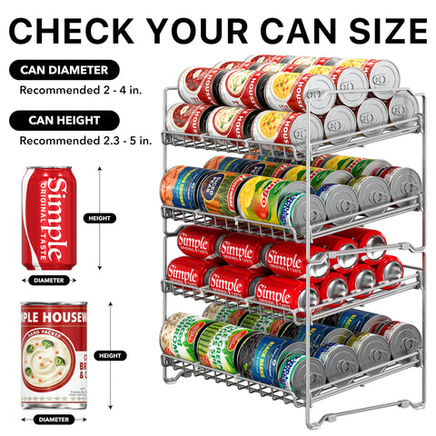 Simple Houseware loaded racks with cans demonstrating quick front access and visibility