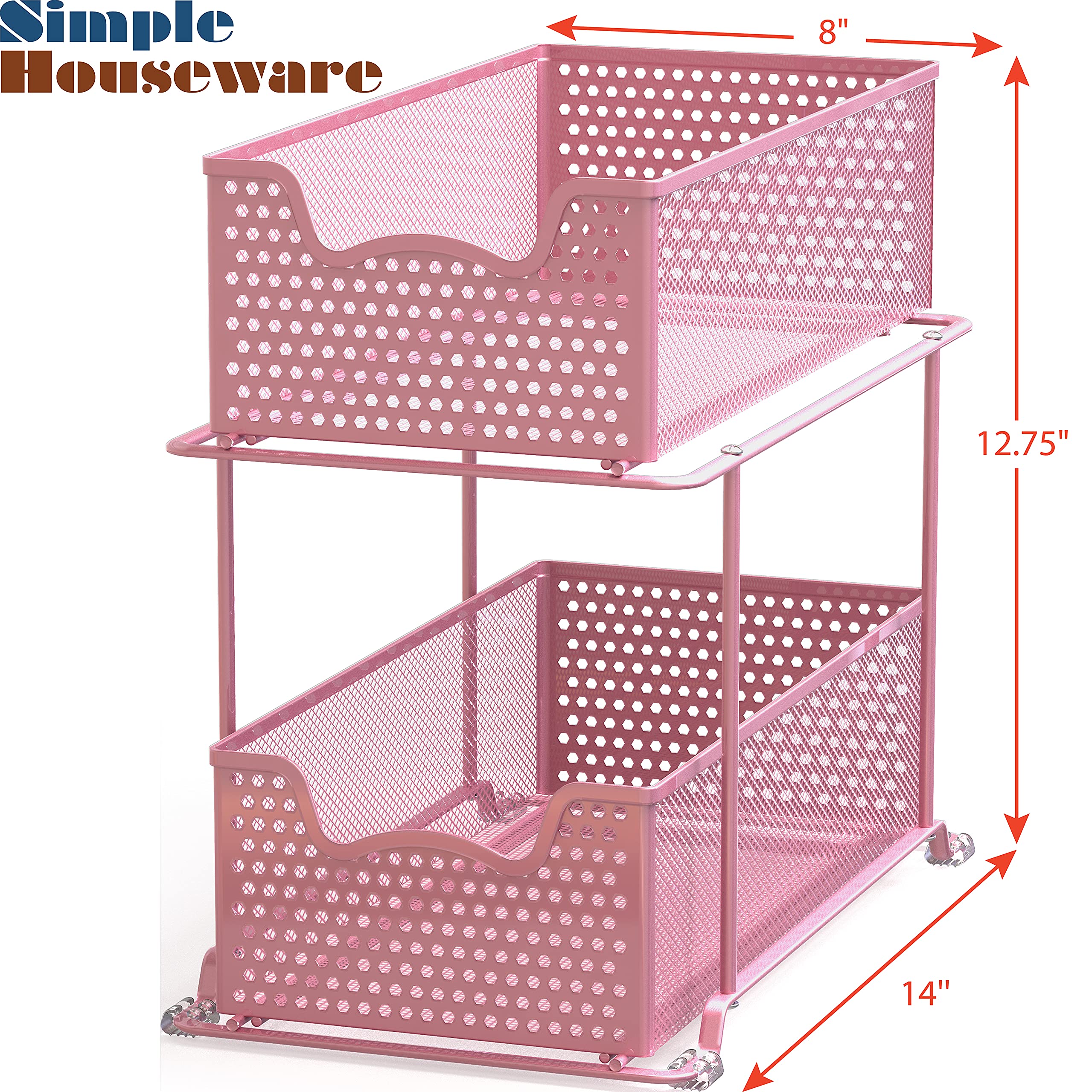 Simple Houseware placed on kitchen counter showing stylish pink organizer saving countertop space