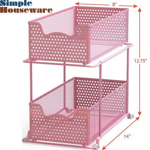Simple Houseware placed on kitchen counter showing stylish pink organizer saving countertop space