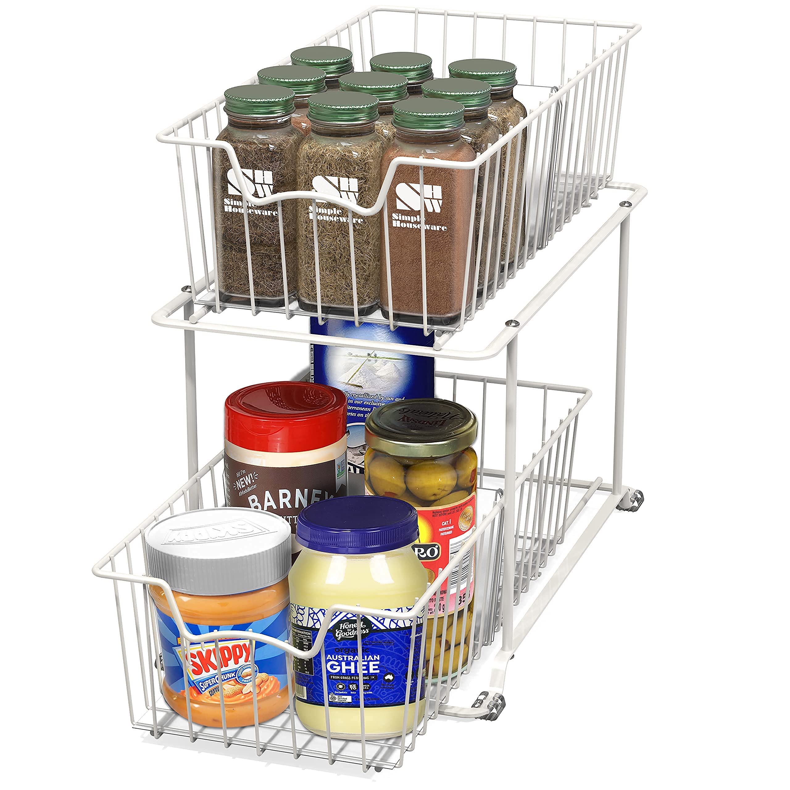 Simple Houseware open sliding drawer in cabinet demonstrating easy access to contents