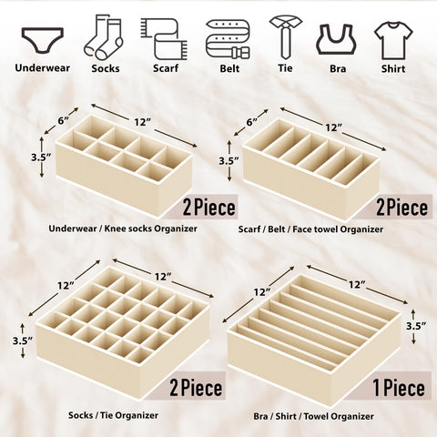 Simple Houseware organizers arranged in a drawer offering faster outfit selection