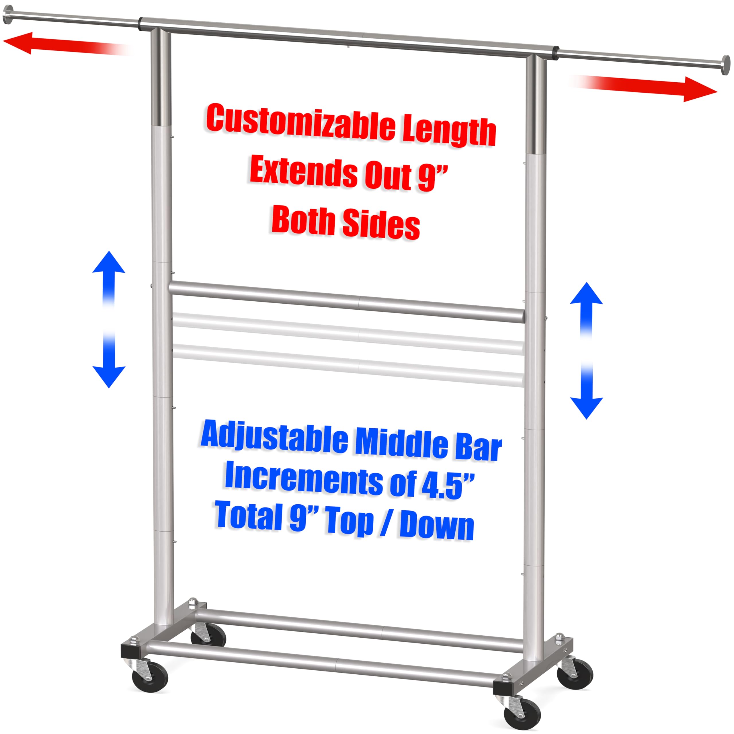 Simple Houseware middle bar height adjustment detail showing customizable storage benefit