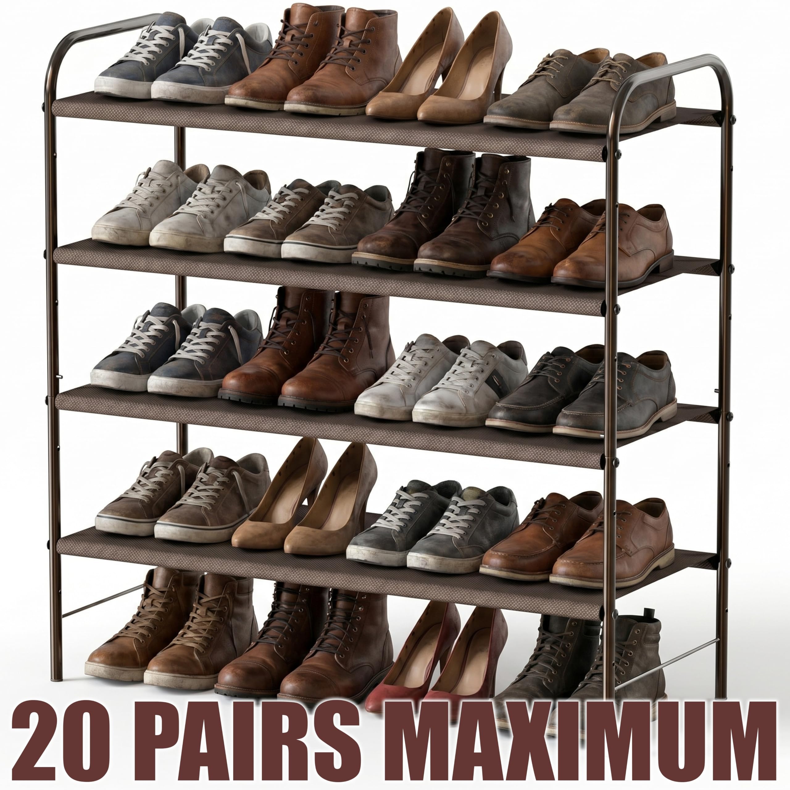 Simple Houseware reconfigured with taller tiers for boots showing adaptable storage benefit