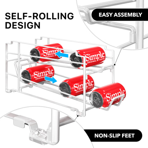 Simple Houseware close-up of rolling track showing smooth gravity-fed can movement