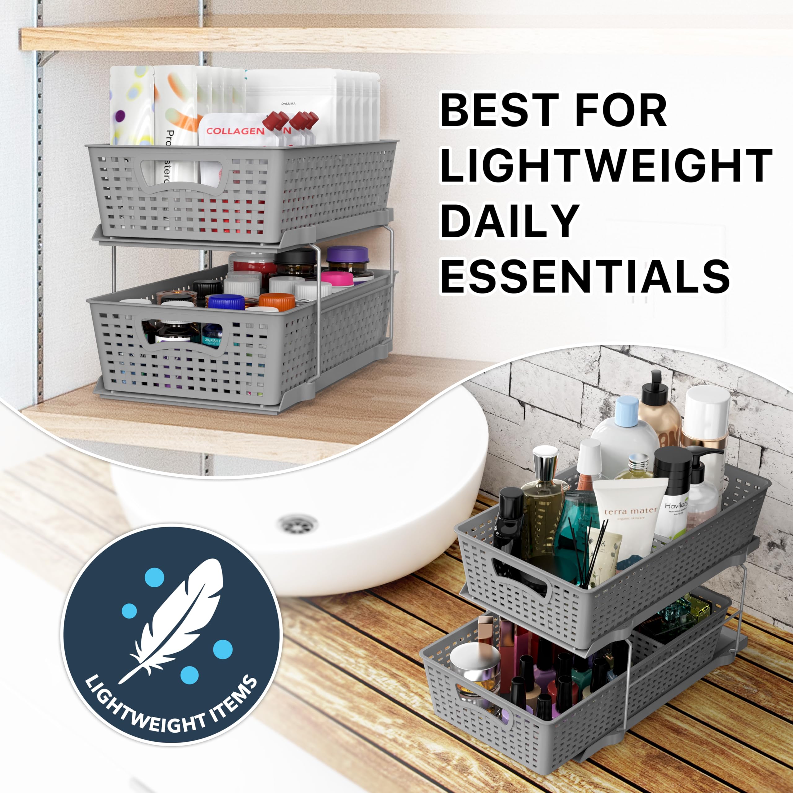 Simple Houseware beside common bottle illustrating compact footprint and space-saving benefit