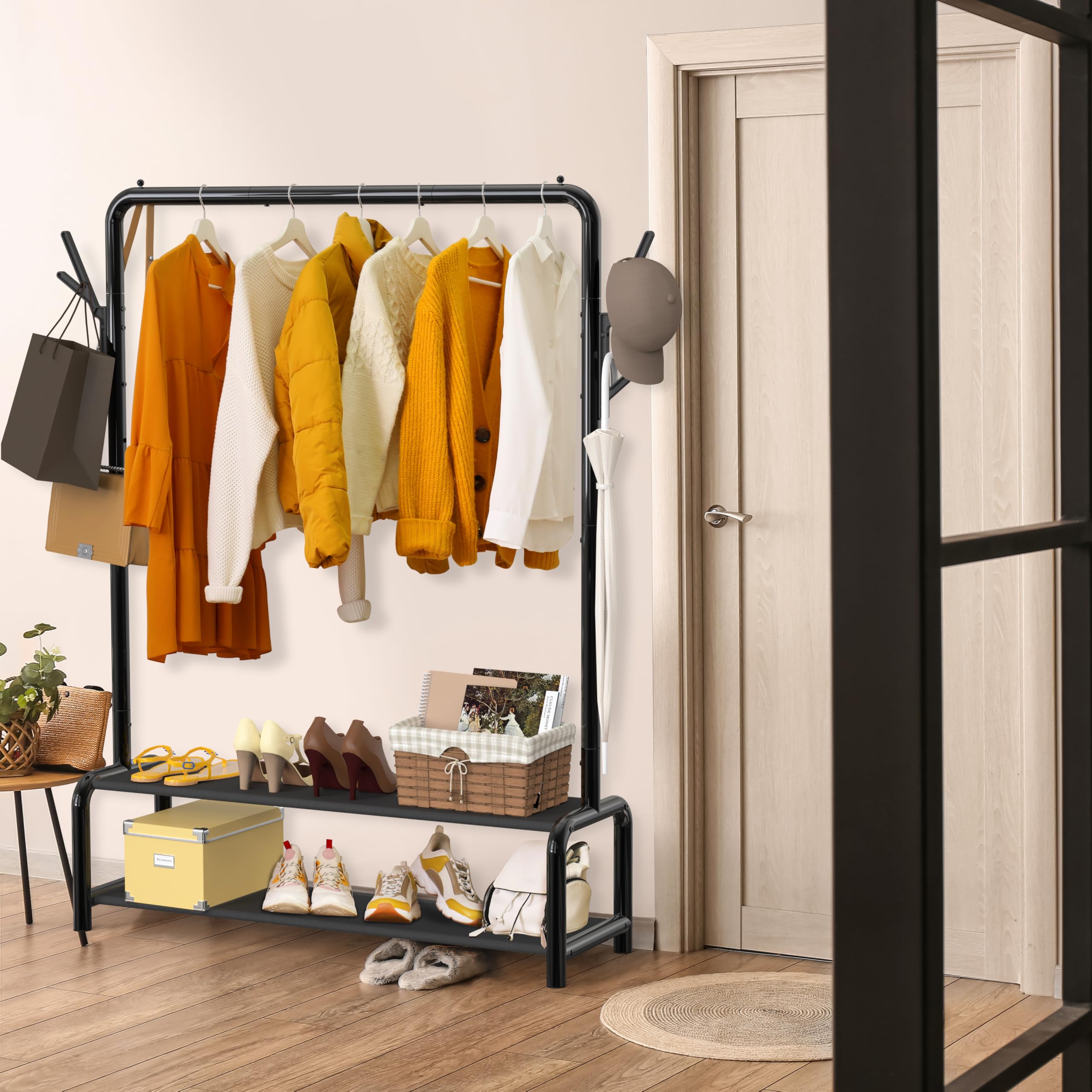 Simple Houseware shelf filled with shoes and bins demonstrating organized footwear storage and easy access