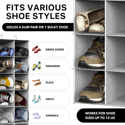 Simple Houseware organizer filled with shoes demonstrating quick visibility