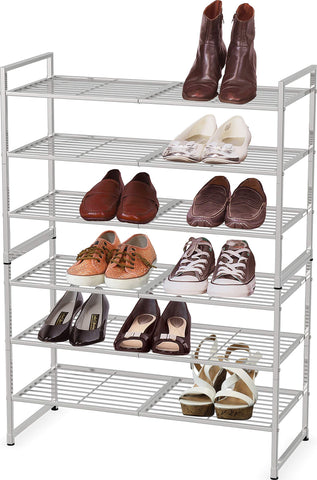 Simple Houseware rack in use holding sneakers and boots for organized storage