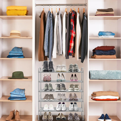 Simple Houseware with mixed shoes on shelves showing capacity and accessibility benefit