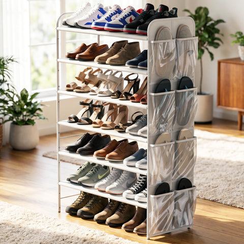 Simple Houseware side hanging pockets holding accessories for quick access