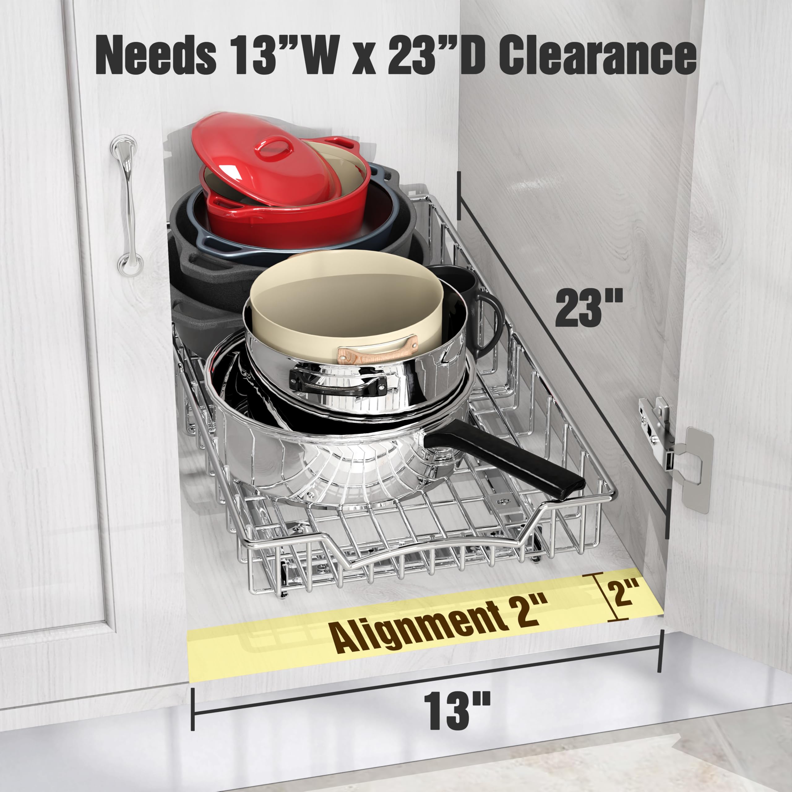 Simple Houseware side profile extended to show full pull-out access benefit