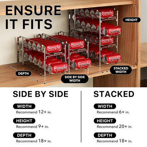 Simple Houseware side profile showing two stacked units inside a refrigerator for vertical space saving
