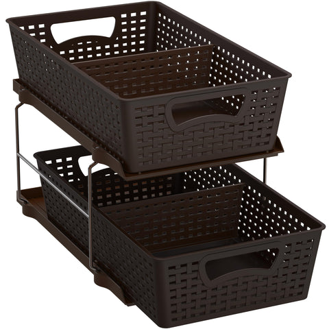 Side view of Simple Houseware showing sliding rails for smooth pull-out access to items