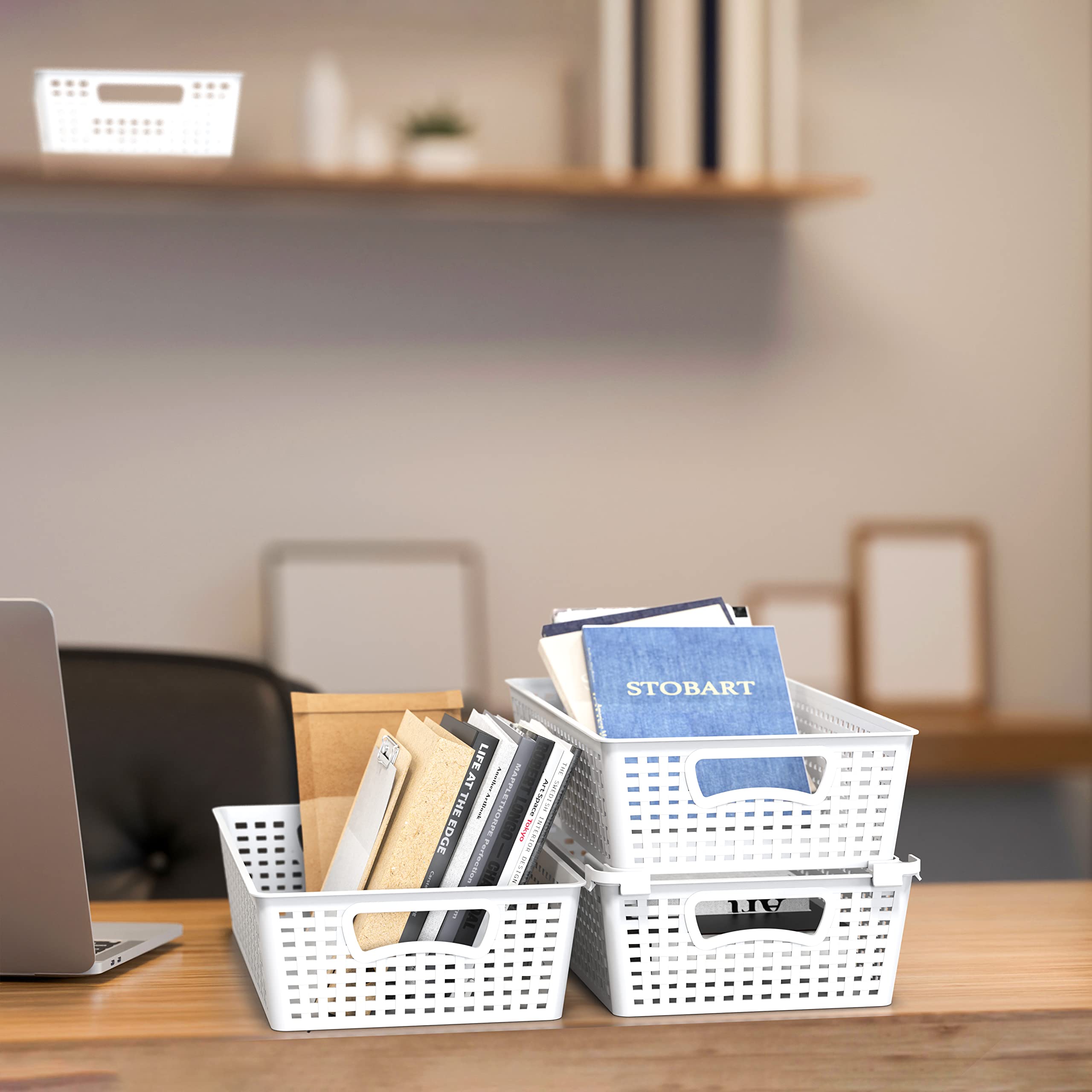 Simple Houseware basket held by hand showing size and grip convenience