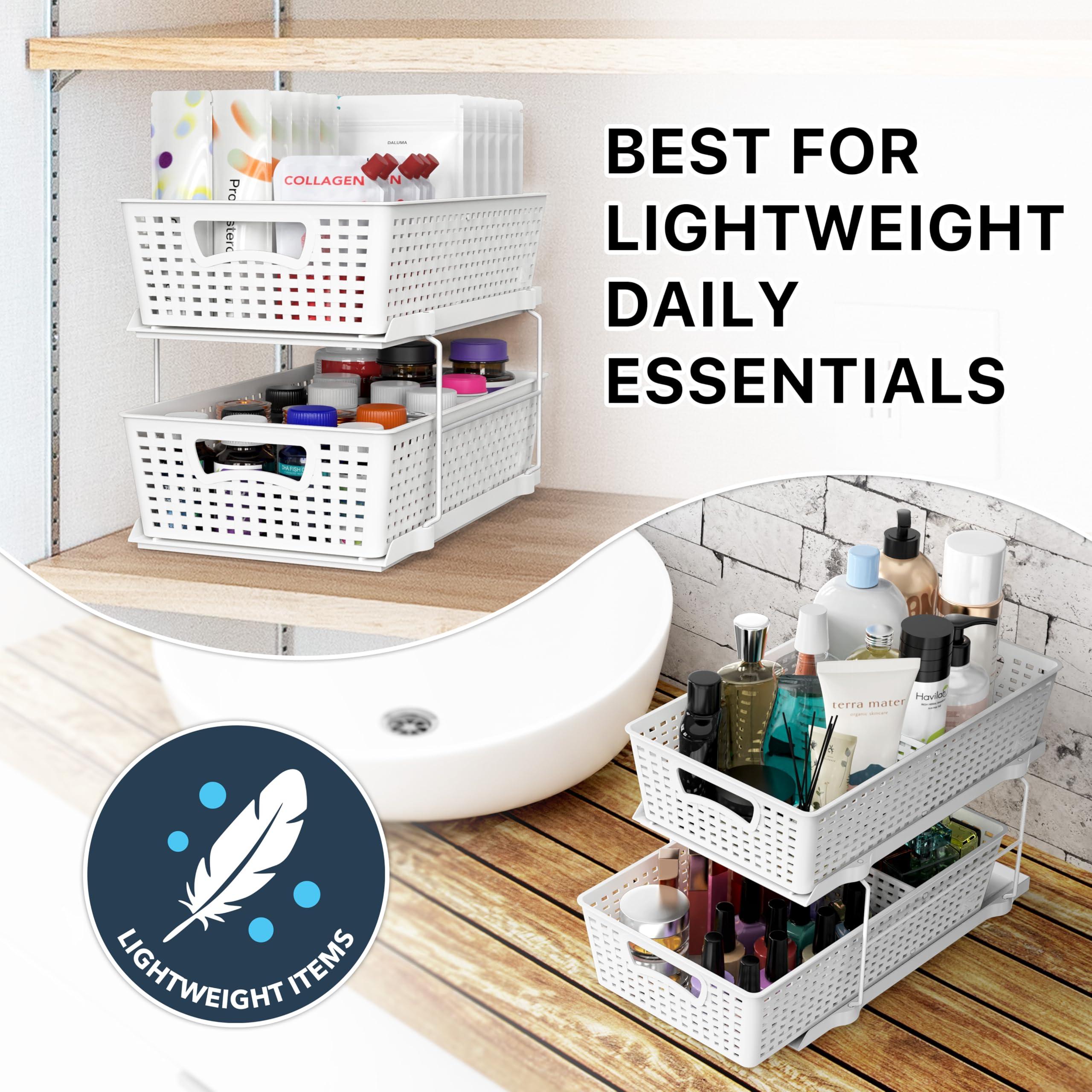 Simple Houseware size comparison with common items showing compact footprint benefit