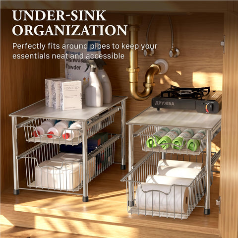 Simple Houseware stacked two units illustrating modular vertical storage