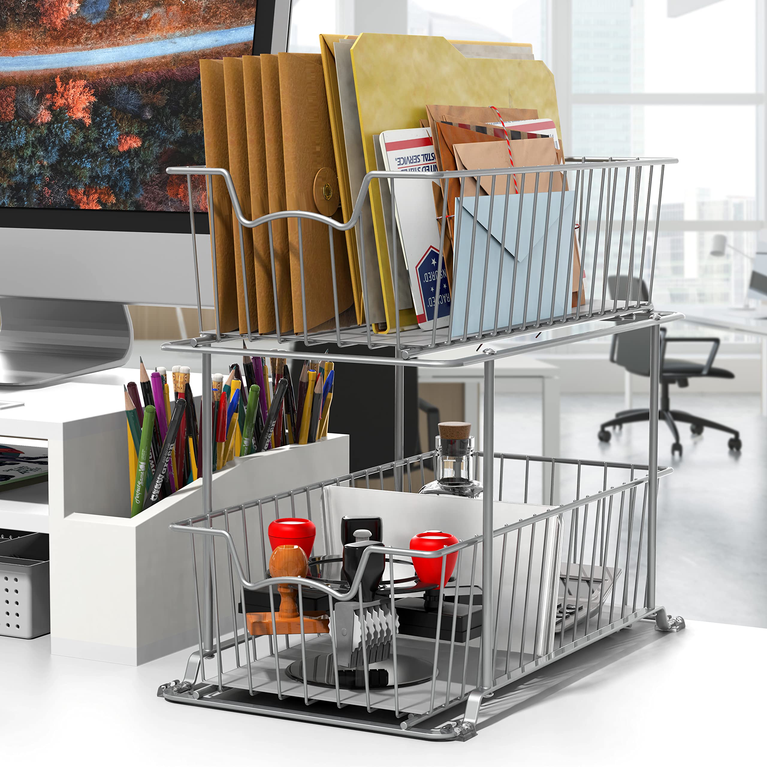 Simple Houseware top-down view with both drawers open for quick item visibility