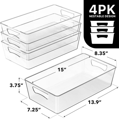 Simple Houseware bins in fridge full of snacks for quick visibility benefit