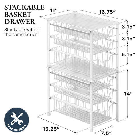 Simple Houseware top-down view displaying three sliding baskets for organized access
