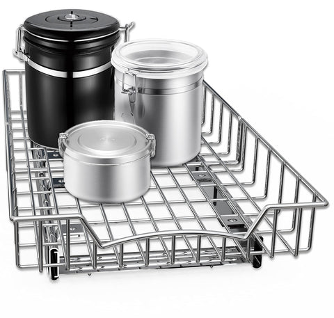 Simple Houseware chrome wire basket detail showing durable construction benefit