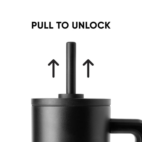 Simple Modern magenta push-to-lock silicone straw lid showing leak-proof security