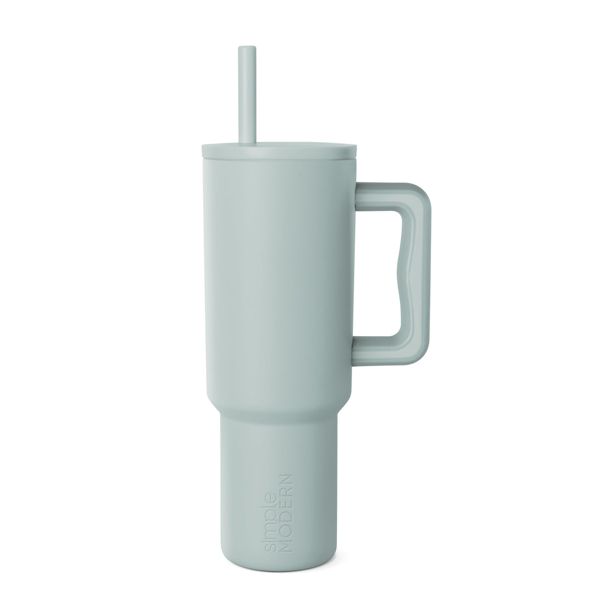 Simple Modern 40oz green tumbler front view showing sleek finish and handle benefit