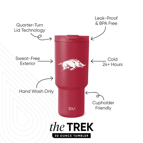 Simple Modern Arkansas Razorbacks close-up of flip lid and straw for easy sipping