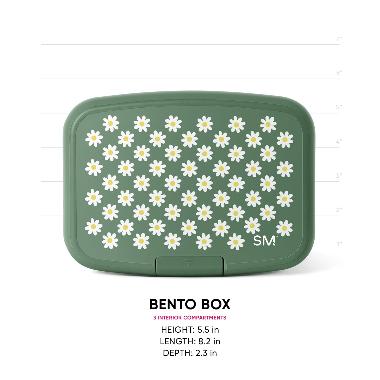 Simple Modern bento floral print closeup showing durable, kid-friendly style