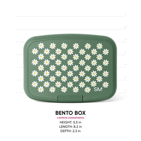 Simple Modern bento floral print closeup showing durable, kid-friendly style