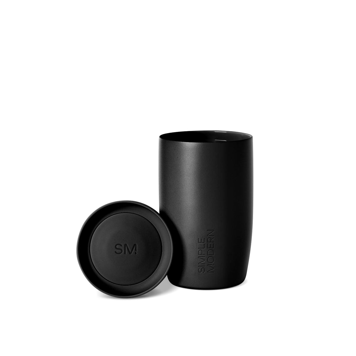 Simple Modern black mug front view showing sleek finish and travel readiness