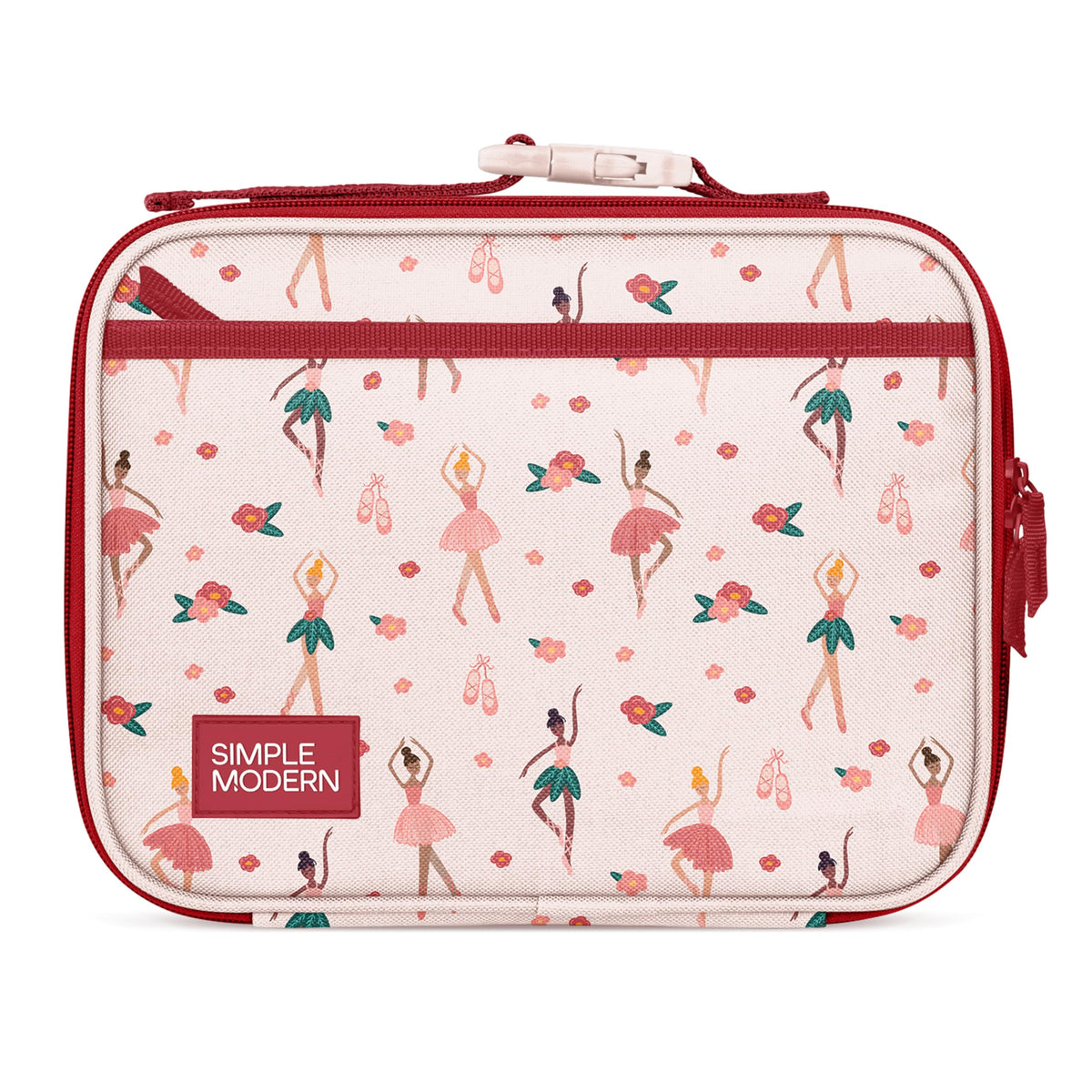 Simple Modern Hadley front view showing compact lunch bag and cute Ballerina print benefit portability