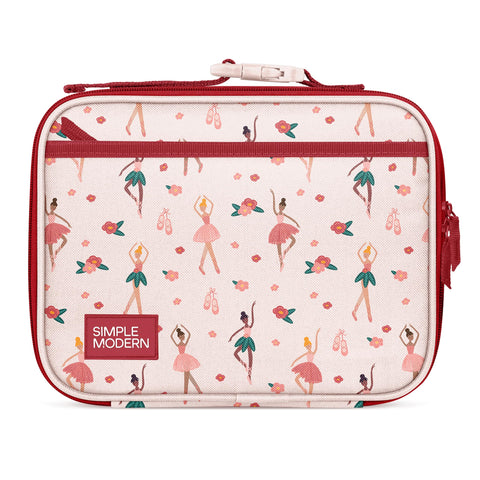 Simple Modern Hadley front view showing compact lunch bag and cute Ballerina print benefit portability