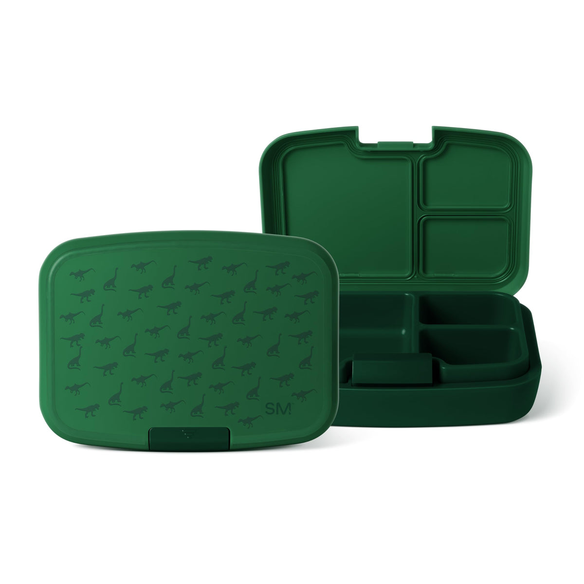 Simple Modern front view dinosaur lunch box showing playful print and secure carry benefit
