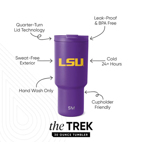 Simple Modern LSU flip lid detail demonstrating secure flip mechanism for spill reduction