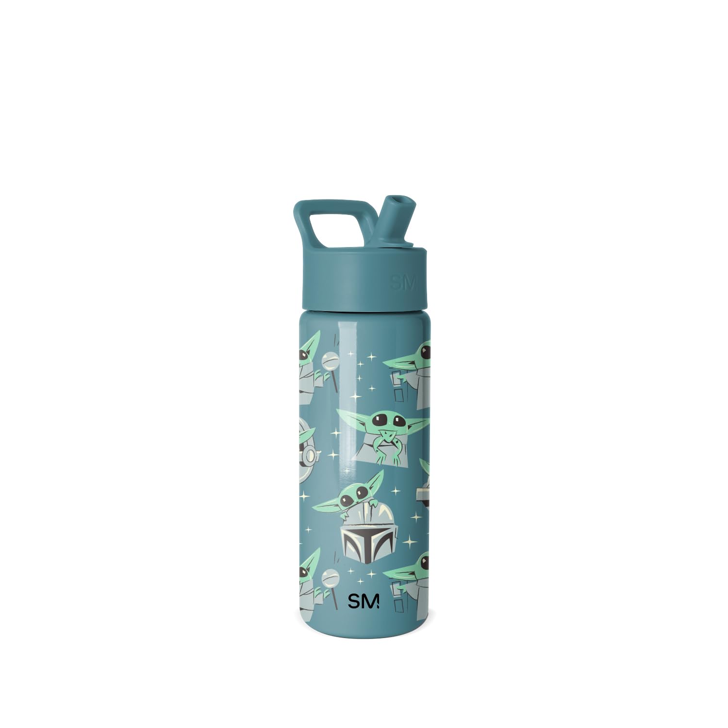 Simple Modern bottle front design showing Mandalorian print and kid-friendly style