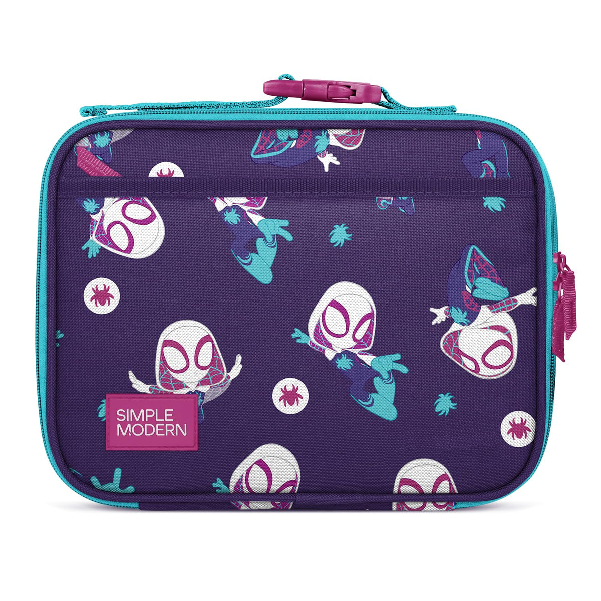 Simple Modern Marvel Spidey front view showing bold design and easy grab handle benefit