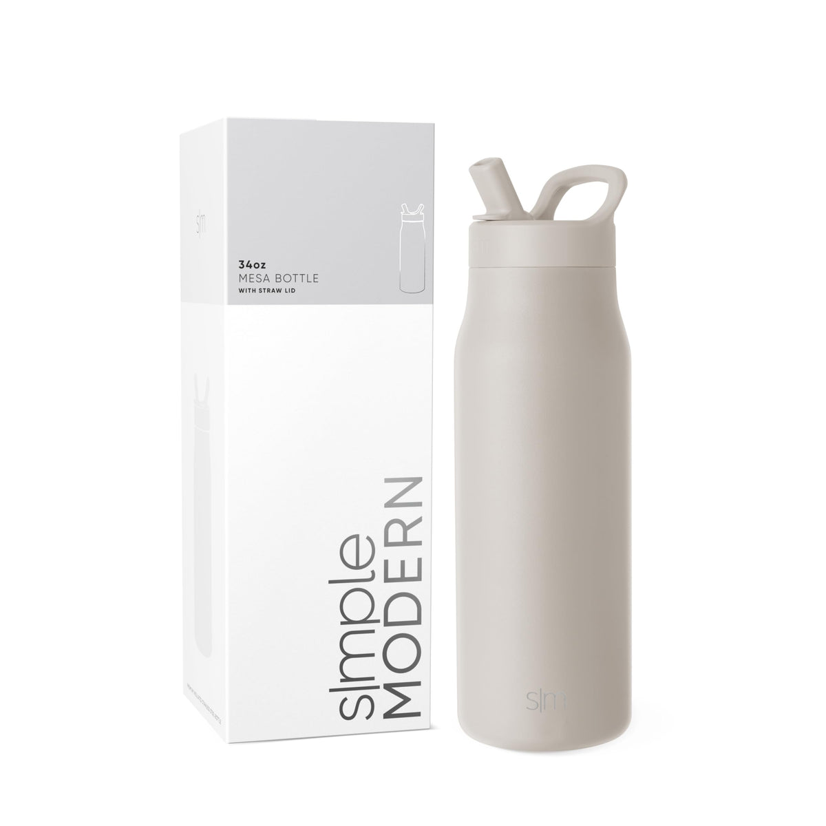 Simple Modern beige bottle front view showing minimalist design and portability