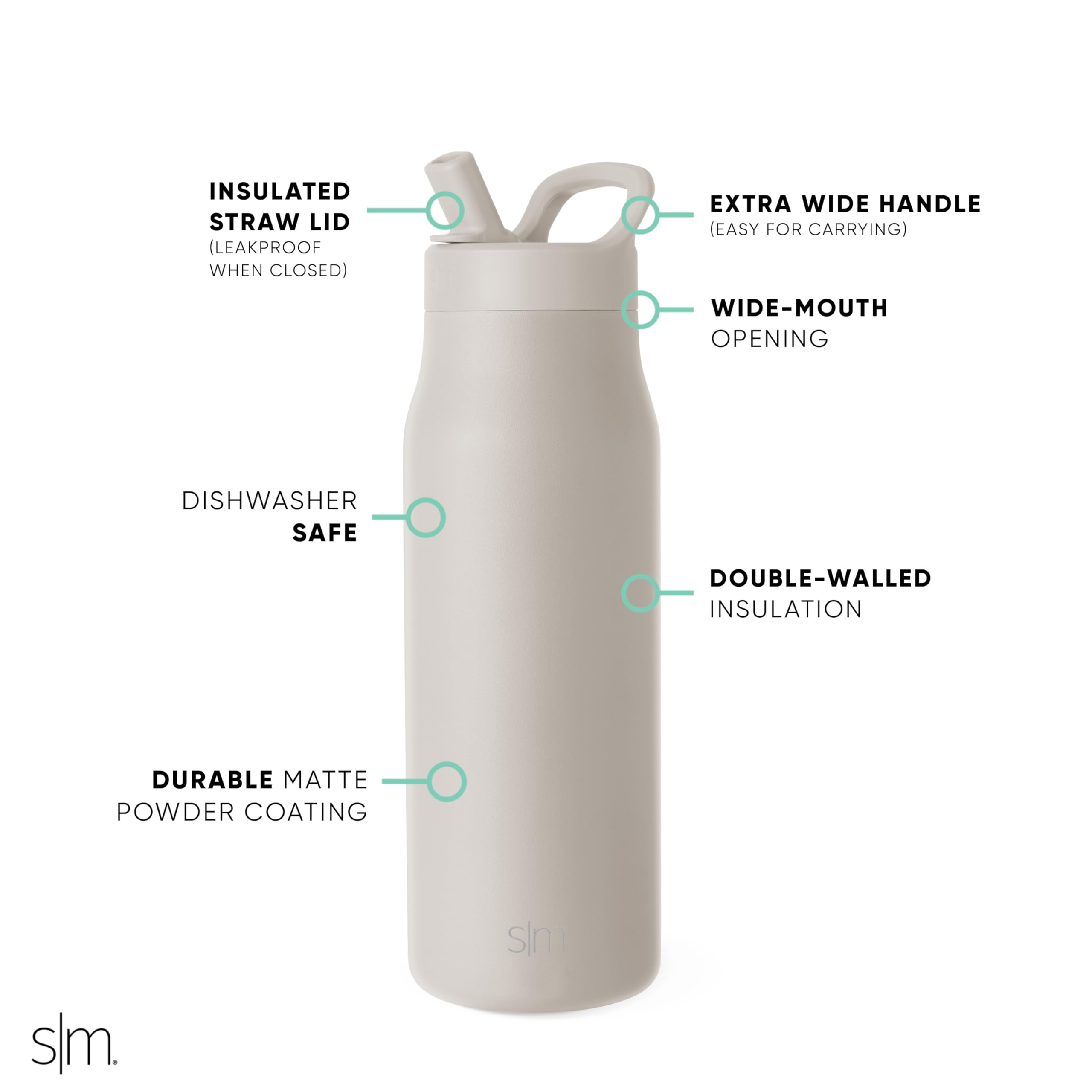 Simple Modern vacuum insulation cutaway showing cold retention benefits